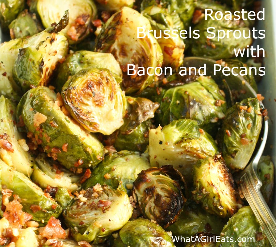 roasted brussels sprouts with bacon and pecans