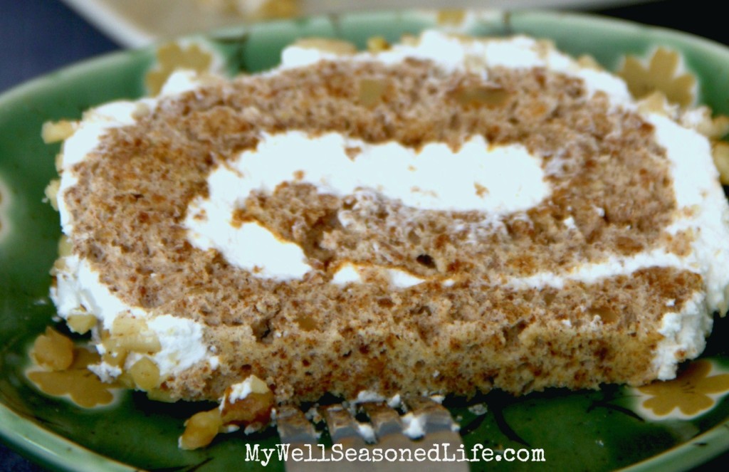 Walnut Cinnamon Cake with cardamon whipped cream