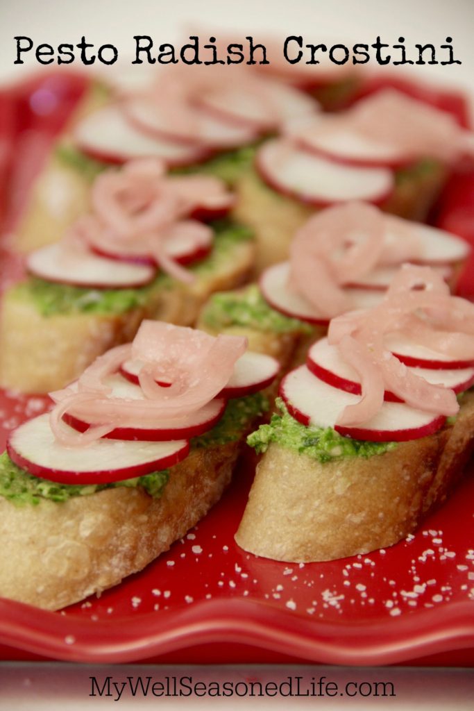 pesto radish crostini