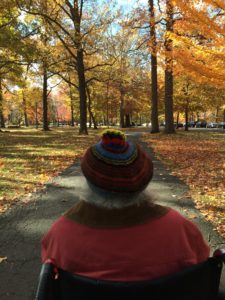 mommy in chair in park