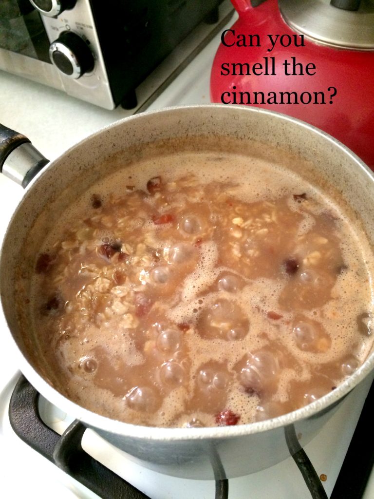 Cinnamon Raisin Oatmeal bubbling